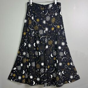 Celestial whimsigoth wide leg Pants Large Lost + Found culottes moon stars black